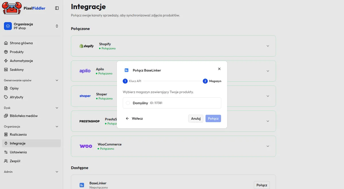 Base.com inventory choice in PixelFiddler