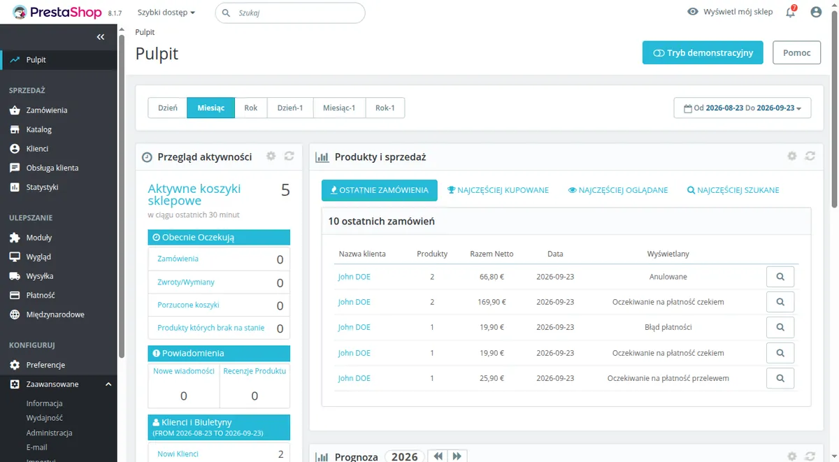 Advanced menu in the PrestaShop admin with the API item